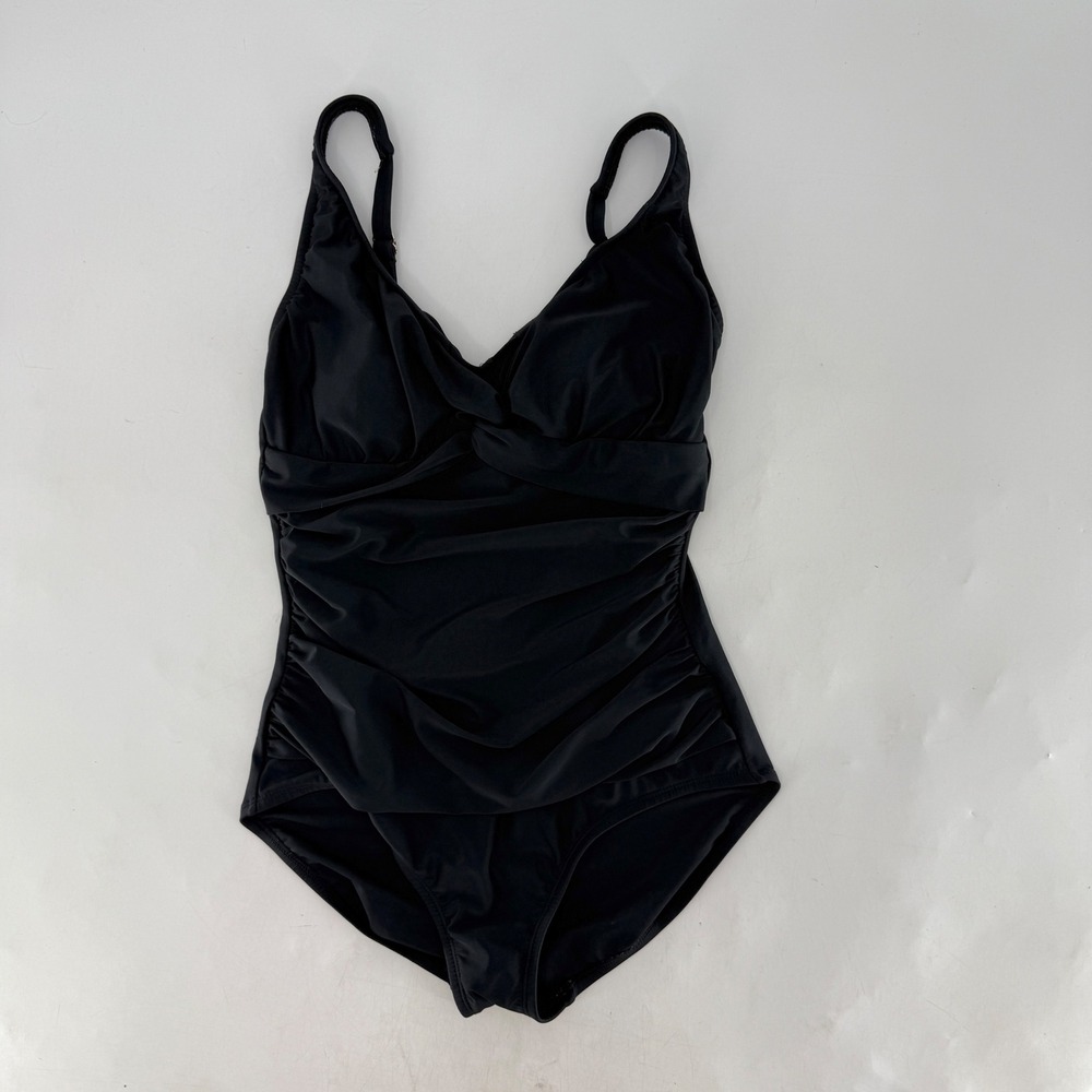 Maxine of Hollywood Black Ruched‎ One Piece Swimsuit Size 8